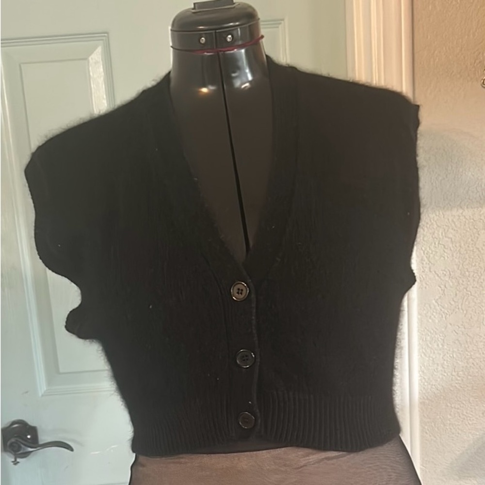 Angora Black Button-Up Women's Sweater